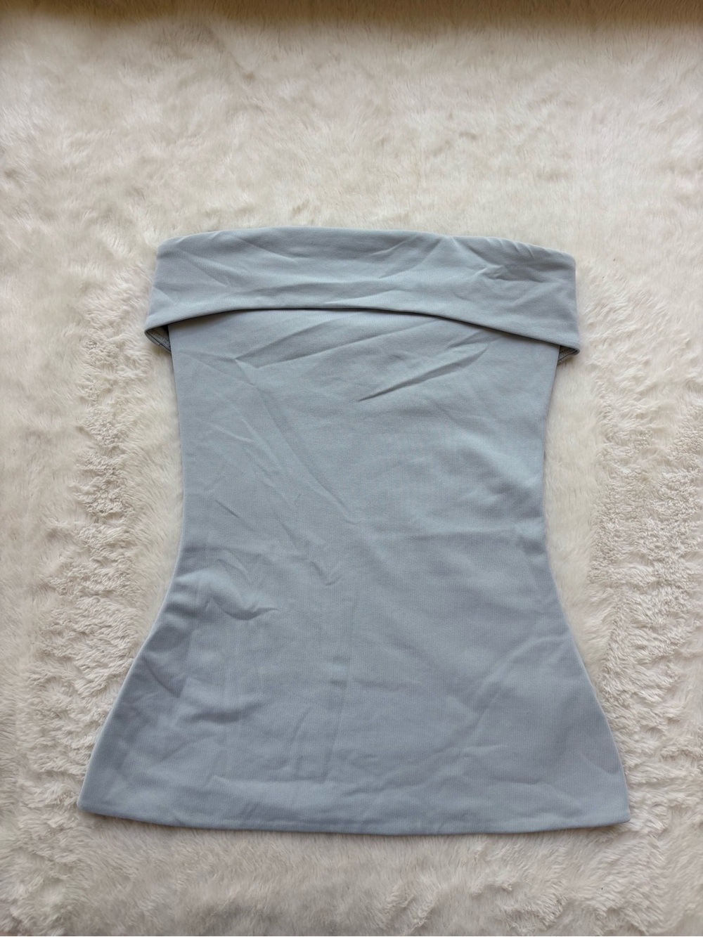 Aritzia Contour Foldover Tube Top Ice Blue Strapless Size XS 118075